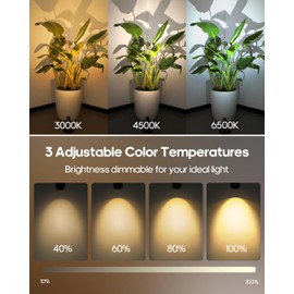 Spotlights Indoor with Remote, 3000mAh Rechargeable Battery Plant Spotlight Indoor, Wireless Uplighting with 3 Colors & Dimmable, LED Picture Light for Painting, Artwork Accent Lighting(2 Pack)