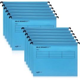 weegoo 12Pcs A4 Suspension Files with Tabs and Card Inserts A4 Folders Hanging Filing Torage Folder for Home School & Office File Organization Filing Cabinet/Blue, DGJB