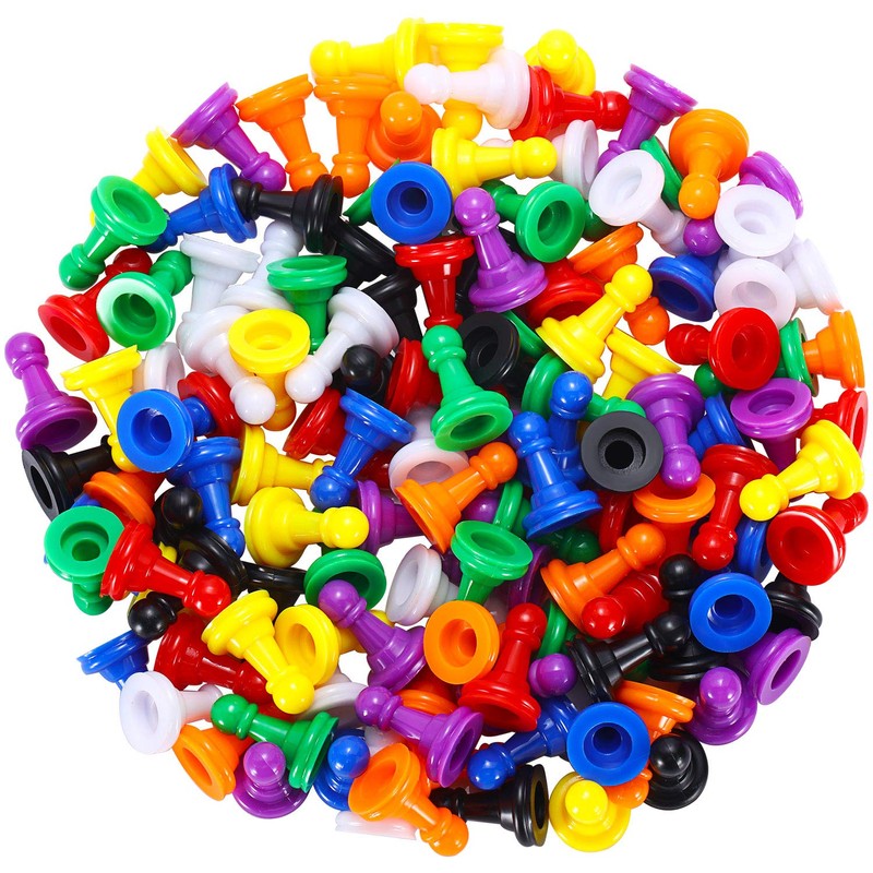 Gejoy 128 Pcs Board Game Pieces Multicolor Plastic Pawns Game
