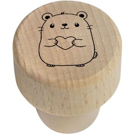19mm 'Kawaii Hamster Holding Heart' Wooden Bottle Stopper/Cork (BS00030660)
