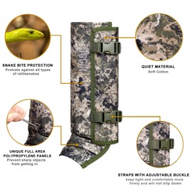QOGIR Snake Gaiters for Hunting: Durable Snake Guards, Snake Gaiter Leggings for Men & Women, Snake Bite Protection for Lower Legs, Snake Proof Gaiters with Adjustable Size (Mountain Camouflage)