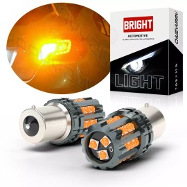 CHUSYYRAY 2X Amber Yellow 7528 1157 2357A LED Turn Signal DRL Light Parking Bulbs