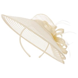 Seeberger Crinol Fascinator with Feathers Hair Accessories Headdress Occasion Hat, cream white