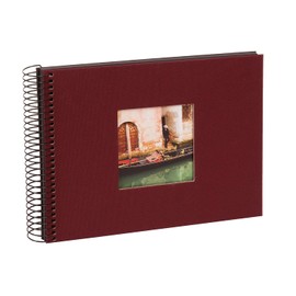 goldbuch Bella Vista 20672 Spiral Album with Picture Cut-Out, Photo Album 24 x 17 cm, Photo Album with 40 Black Pages, Linen Memory Album, Photo Book for Pictures and Photos for Gluing Bordeaux