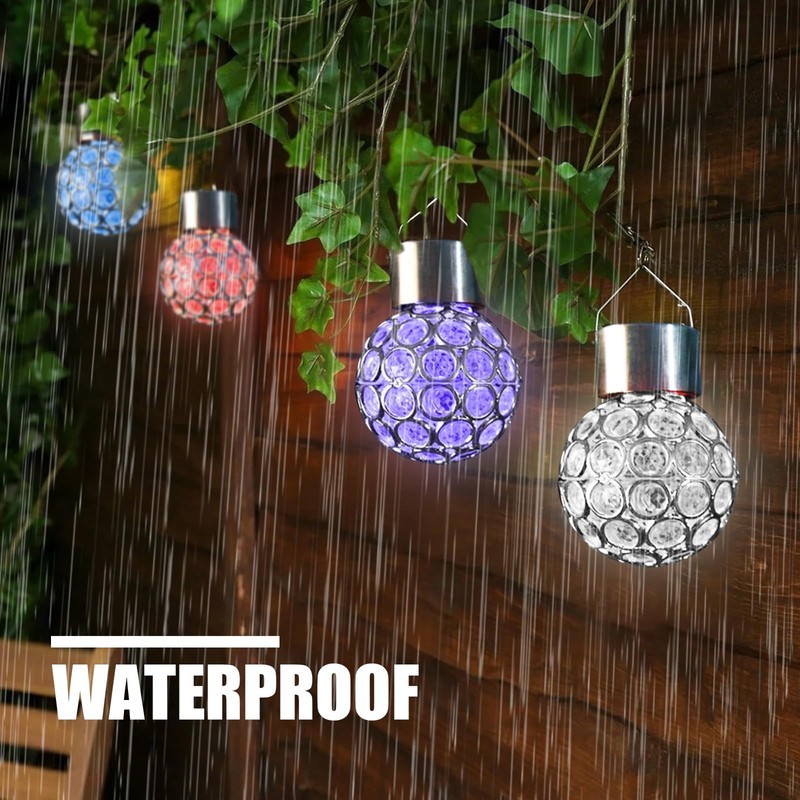 U-Vathing Solar Garden Lights Outdoor, Glass Globe Hanging Lights, 6-Pack,
