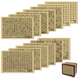 13Pcs 10,000 Money Saving Box Savings Challenge Strategy Sheets, 10k Savings Box Money Savings Challenge Track Charts, Money Saving Box Digital Charts for Wooden Box Piggy Bank Cash-Box Supplies
