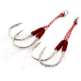 Wild Scene Assist Hooks, Double Feather, Set of 10, Split Ring, Attached, Lure, Hook, Metal Jig, Front, Rear Hook, Replacement, S/m/L/xl (Sharp Hook Won't Escape Fish), Shore Jigging, Slow Jigging,