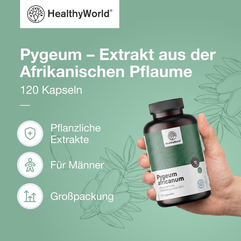 HealthyWorld Pygeum - African Plum Extract (Pygeum Africanum) - 100mg