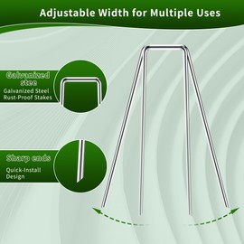 HOOPLE 4 Inch 100 Pack Galvanized Landscape Staples 12 Gauge Garden Stakes Landscaping Fabric Pins Anti-Rust Yard Stakes for Decoration Weed Barrier, Irrigation Tubing, Lawn Fabric & Greenhouse