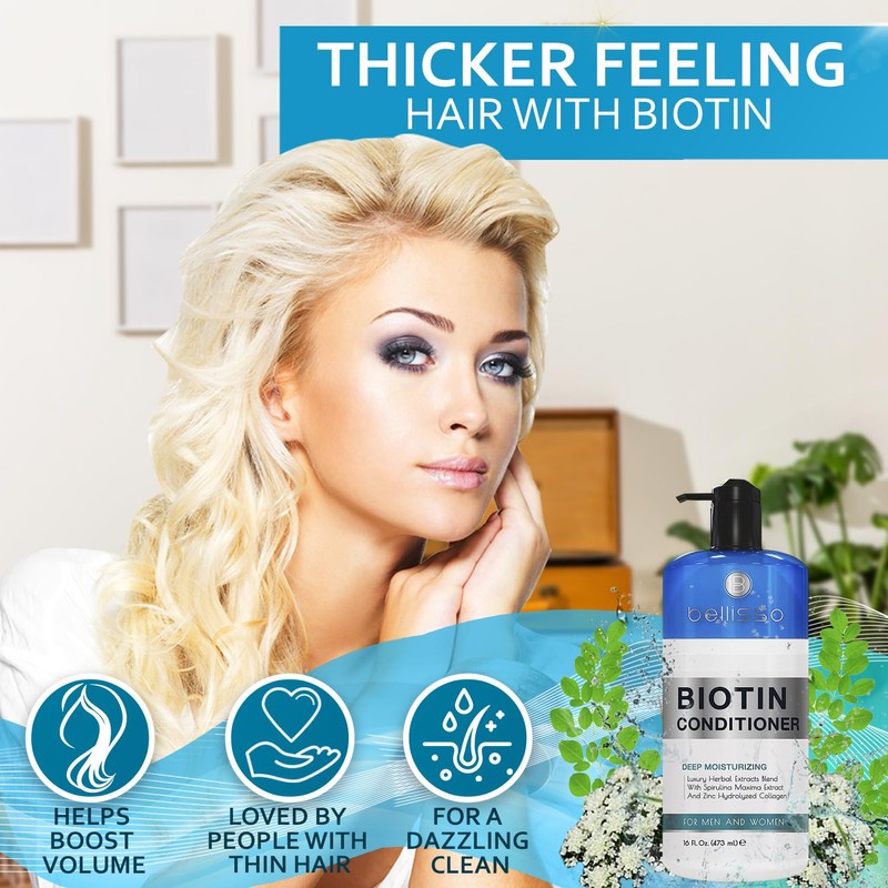 BELLISSO Biotin Conditioner - Sulfate Free Hair Thickening Products for