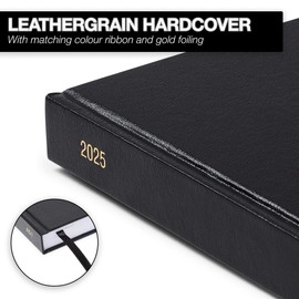 Morgan's Direct 2025 Early Edition A5 Diary Day Per Page | Hard Backed for Home and Office Use Desk Diary | Black