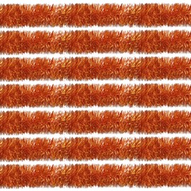 200 FT Orange Tinsel Garland Christmas Decorations Metallic Tinsel Wall Hanging Streamers for Christmas Tree Birthday Party New Year Holiday Party Supply (3.54" x 200', Orange)