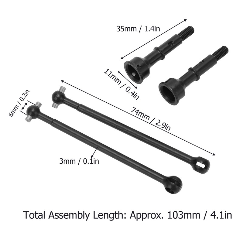 Metal Steel RC Car Rear Drive Shaft Axles Set for