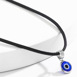 Atentuyi Evil Eye Pendant Necklace Bohemian Blue Eye Small Dot Choker Turkish Glass Leather Black Rope Chain Necklace Jewellery for Women and Girls Lucky Protection Girls