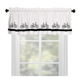 Bicycle Window Valance Curtain - In Your Choice of Colors - Custom Made