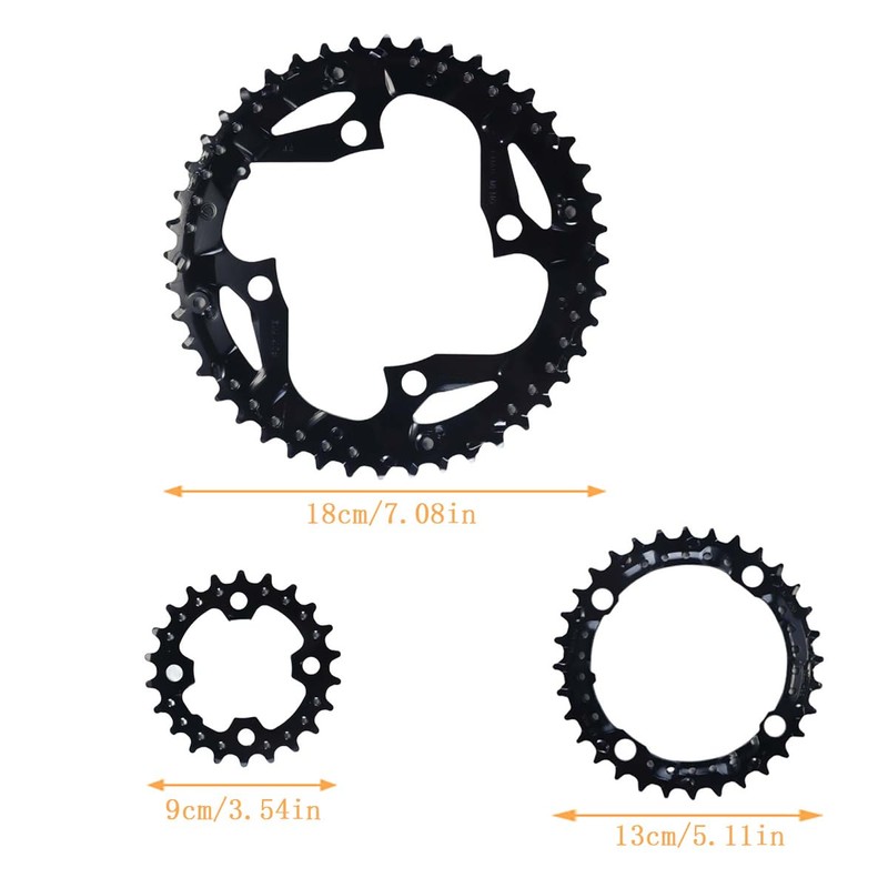 Ausi 3pcs Bicycle Chainrings 22/32/44T Speed Crankset Chain Ring Set