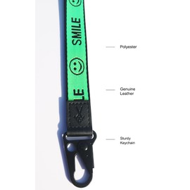 TOOLIN Neck Strap Keychain for Women and Men, Lanyard for Keys, ID Card Holde, Wallets and ID Card Holder, Smile Grass Green
