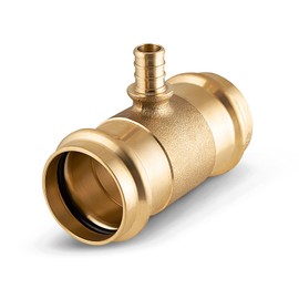 Supply Giant 3723QYQSU Brass Tee Pipe Fitting, 1-1/2" Press x 1/2" Pex B, Lead-Free