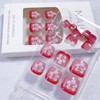 Short Press on Toenails Red French Tip Toe Press on
