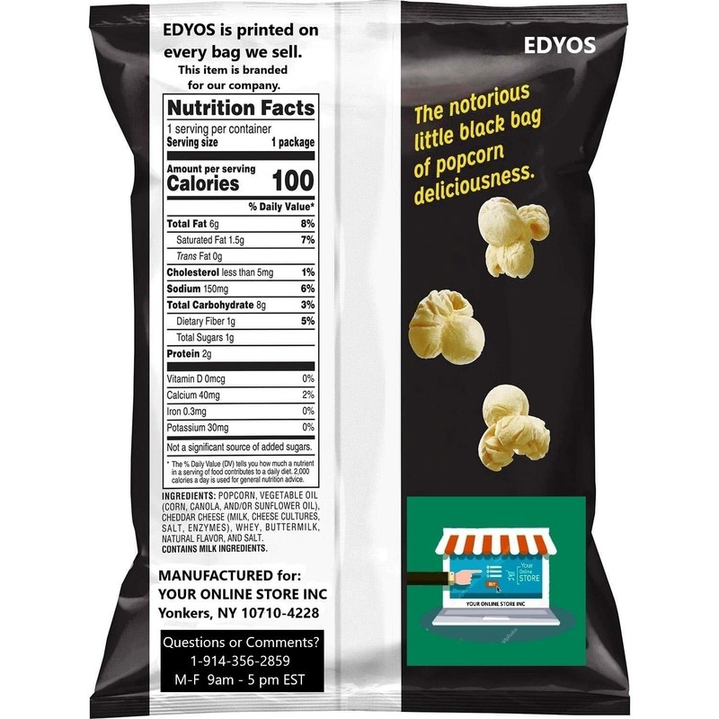 EDYOS Smartfood White Cheddar Popcorn, 5/8 oz Bags, Pack of