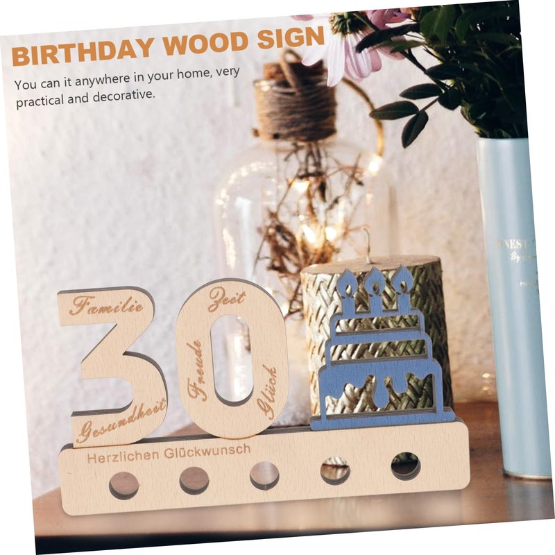 STOBOK Unique Wooden Guestbook Sign Birthday Decor Number Sign Desk