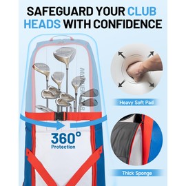 MANUEKLEAR 1680D Nylon Travel Golf Bags Club for Airlines with Wheels, Golf Travel Bags for Airlines with Padded Top, Golf Travel Case Cover with 3 Large Pocket for Golfer