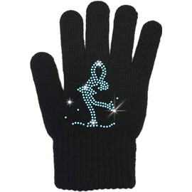 ChloeNoel Ice Skating Gloves - GV22 (Mini Lay-Back Skater Crystals (Black,Adult)