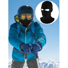 SATINIOR 2-Hole Knitted Ski Mask Full Face Mask Cover Neck Gaiter Winter Balaclava Warm Knit Beanie for Outdoor Sports
