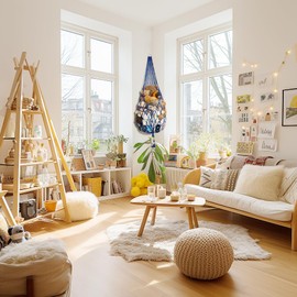 Amdermi Stuffed Animal Storage Toy Hammock Corner Hanging Net for Stuff Animal Storage Macrame Toy Display Plushie Toy Holder-Wall Hanging Net for Kid Bedroom Decor Playroom Organizer (Blue XL)