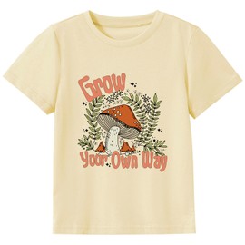 Kids Graphic Tees Grow Your Own Way Toddler Shirt Cute Mushroom Natural Boys Girls Clothes Casual Summer Tops 3T