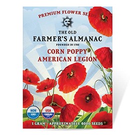 The Old Farmer's Almanac Poppy Seeds (American Legion) - Approx 6000 Flower Seeds - Non-GMO, Premium, Open Pollinated