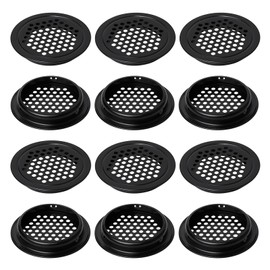 12 Pieces Round Ventilation Grille, Ventilation Opening Stainless Steel, Rust-Proof, Oxidation Resistant, Black Wardrobe Ventilation Grille, for Kitchen, Bathroom, Cabinet, Wardro(53mm*12MM)