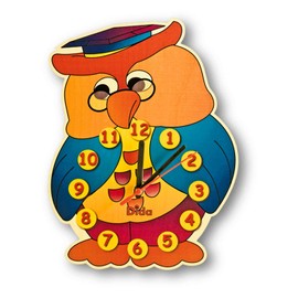 Dida - Wall Clock with Owl Design, Analogue Clock for Hanging for Children's Room, The Funny Owl is an Ideal Small Gift, Ideal for Nursery