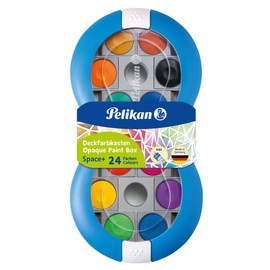 Pelikan 700023 Space+ Paint Box 24 Colours with Integrated Mixing Palette, Colour: Blue, Pack of 1