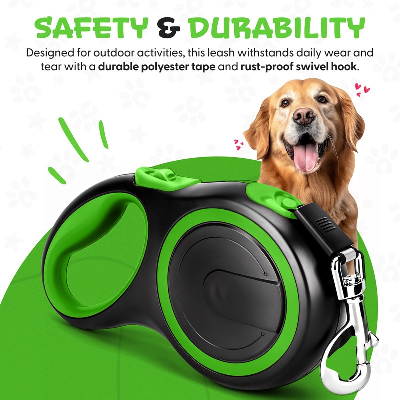 Retractable & Extendable Dog Lead/Leash, 8m Extra Long for Medium