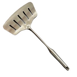A · HOUSEWARE Large Spatula Turner Wide Slotted 304 Stainless Steel Flipper Cooking Utensil Serving Kitchen Tool Heat Proof for Frying Grilling Durable Easy To Clean 14.566 Inches