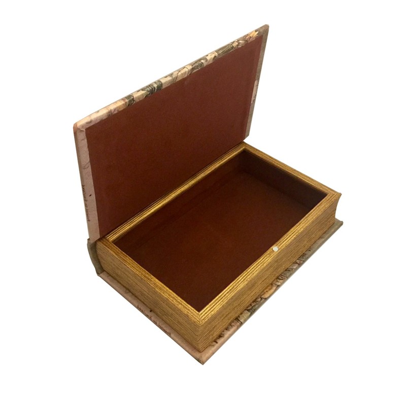Vintage Fairy Book Box Leather Over Wood Secret Storage Box