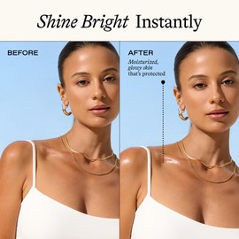 EVERYDAY HUMANS Everyday Humans Sun Glazed SPF30 Sheer Body Glow Oil with Gold Mica | Hydrating Non-Sticky Glowing UV Protection Cruelty Free 5.1 Fl Oz | Bergamot, Squalane, Jojoba Seed Oil | UVA/UVB Broad Spectrum