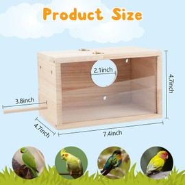 Natural Wood Nesting Box for Parakeet Birds Transparent Design Breeding Box with Perch Wood Bird Cage House for Cockatiel Lovebirds Budgie Finch Parrotlets Canary (Small)