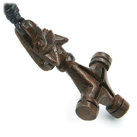 Wolfs´s cross wooden pendant jewellery from wood, measure 5.5cm in the Length, incl. black cotton cord wood jewelry necklace