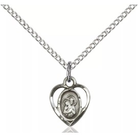 Bliss Sterling Silver Saint Ann Medal Pendant Necklace 18" Chain GiftBox