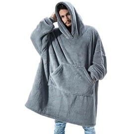 AUTUCAU Oversized Sherpa Hoodies,Cozy Soft Warm Wearable Blanket with Giant Pocket, One Size for Men Women Adult Teens