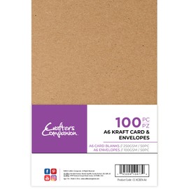 Crafter's Companion - A6 Kraft Card & Envelopes - Pack of 100 - Includes 50 Kraft Card Blanks & 50 Matching Envelopes - Great for a Variety of Occasions