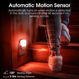 Briignite Red Motion Sensor Night Light, Night Light, Dusk to Dawn Night Light 2Pack, Dimmable Led Night Light, Night Light for Kids, 1W Night Lights Plug into Wall for Bedroom, Kid Room, Bathroom