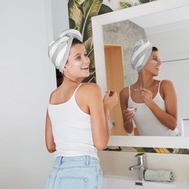 Dock & Bay Turban Hair Towel - for Home & The Beach - Super Absorbent, Quick Dry - Himalayan Grey, One Size