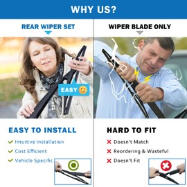 WTI Rear Wiper Arm Blade Set Compatible With Scion xB 2004-2006 / Compatible With Toyota Echo 2004-2005 Rear Windshield Window Wiper Kits Assembly New Replacement Accessories Parts