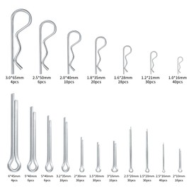 356 Pcs Cotter Pins Assorted and R Clips Assortment Kit, Split Pins Set, Split Cotter Pin Retaining Pins, R Type Spring Cotter Pins, R-Clip Spring Locking Pins Clip Fastener for Auto Machinery