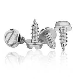1 Pack 4 Pcs License Plate Screws Kit, 304 Stainless Steel Slotted Bolt Fasteners, for Front Rear License Plates License Plate Frame Covers of Cars, Suvs, Trucks (Silvery)