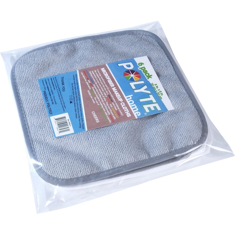 POLYTE Paño Desmaquillante Facial de Microfibra, 20.3x20.3 cm, 6 Pzas