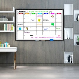 CALENBO Dry Erase Calendar Whiteboard for Wall 36" x 24", Magnetic Monthly White Board Calendar Dry Erase with Tray, Black Aluminum Frame Bulletin Board for Office Home and School